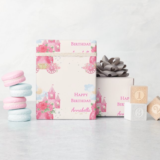 Cute Fairy Tale Pink Princess Party Wrapping Paper (Baby Shower)