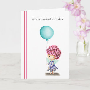 Cute Fairy with Balloon Personalized Birthday Card
