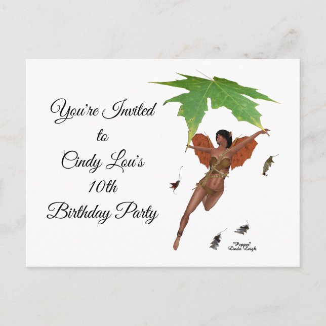Cute Fairy With Brown Wings Invitation Postcard (Front)