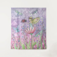 Cute Fairy with Ladybug Watercolor Art