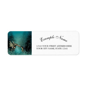 Cute fairy with steam dragon in a fantasy forest