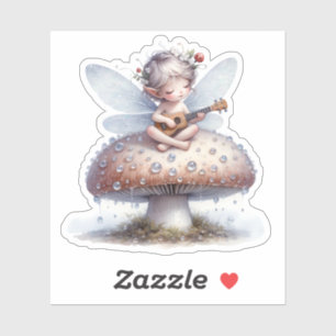 Cute Fairy with Viola on Mushroom Birthday
