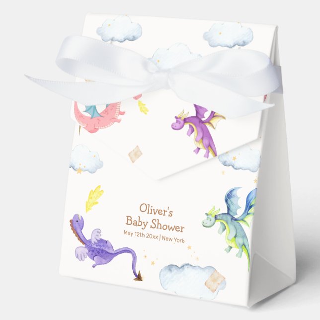 Cute Fairytale Magic Dragon Baby Shower  Favor Box (Front)