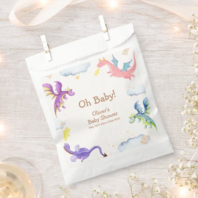 Cute Fairytale Magic Dragon Baby Shower  Favour Bag (Clipped)