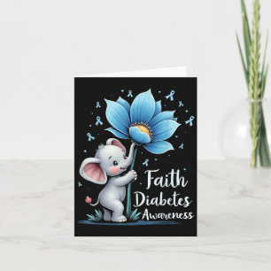 Cute Faith Elephant Diabetes Awareness Retro Sunfl Card