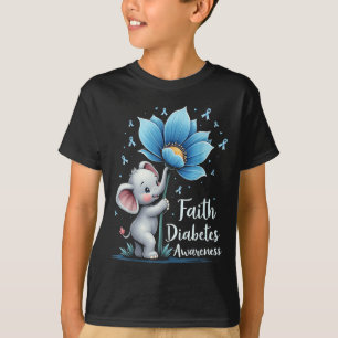 Cute Faith Elephant Diabetes Awareness Retro Sunfl T-Shirt