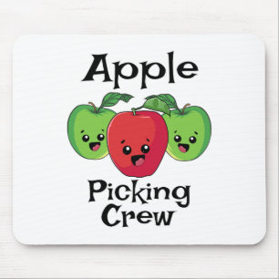 Cute Fall Autumn Orchard Matching Family Apple Pic Mouse Pad
