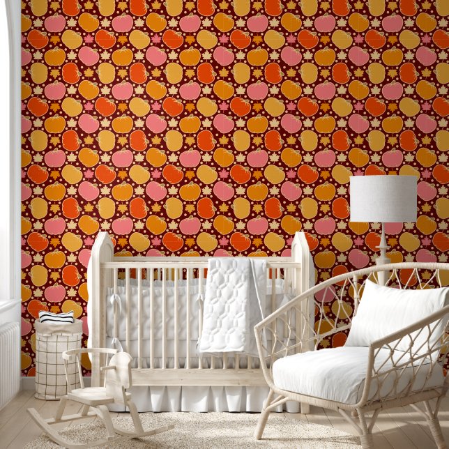 Cute Fall Autumn Pumpkin Pattern Wallpaper (Kids)