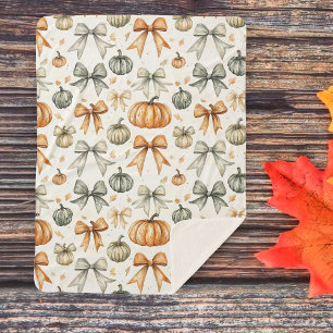 Cute Fall Bow Pattern Sherpa Blanket