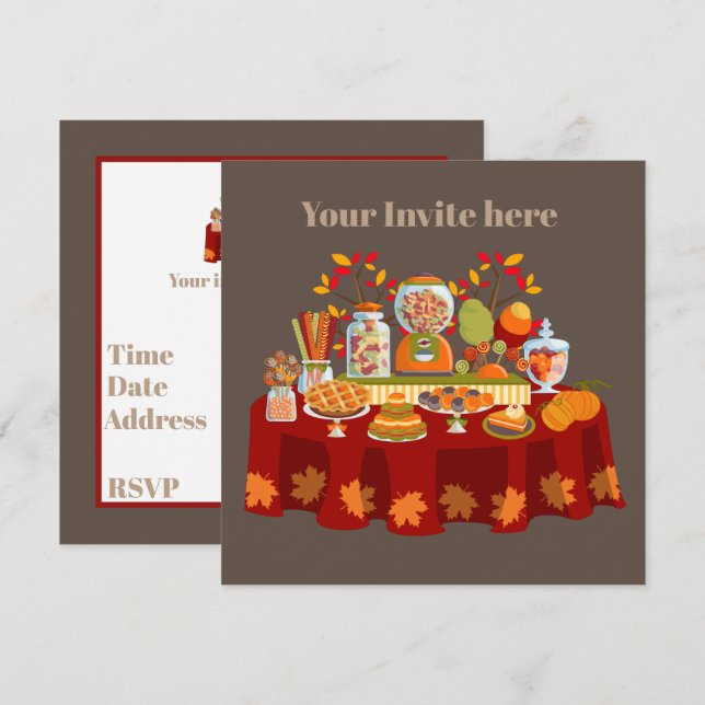 Cute Fall buffet saisonnier de bonbons invitation (Devant / Derrière)