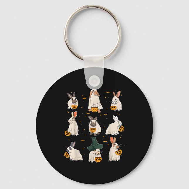 Cute Fall Bunny Ghost Costume Rabbit Lover Soky Se Keychain (Front)