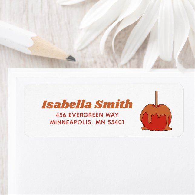 Cute Fall Caramel Apple Return Address (Insitu)