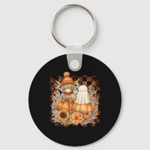 Cute Fall Cow Ghost Spooky Season Autumn Halloween Keychain