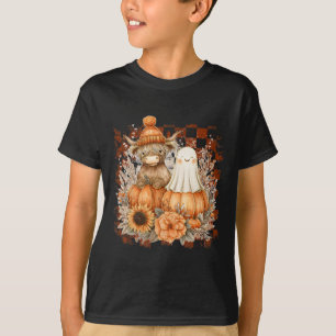 Cute Fall Cow Ghost Spooky Season Autumn Halloween T-Shirt
