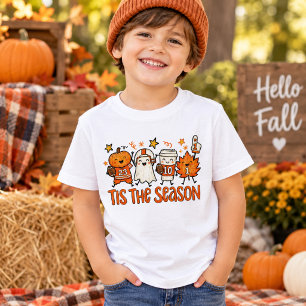 Cute Fall Football Pumpkin Ghost Coffee Autumn T-Shirt