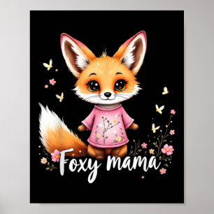 Cute Fall Fox Mom Mum Mothers Day Mama Autumn Poster