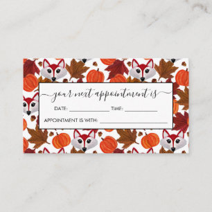 Cute Fall Fox Pumpkin Acorn Maple Leaf Watercolor Appointment Card