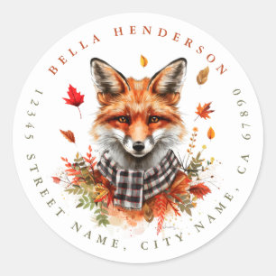 Cute Fall Fox Round Stickers