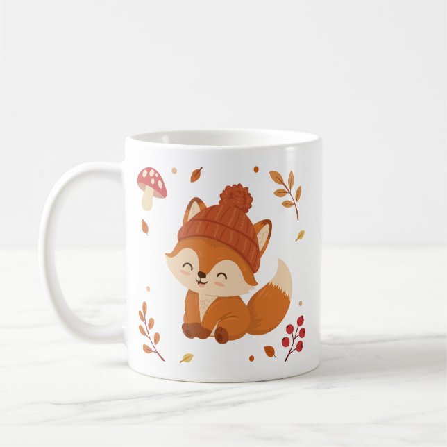 Cute Fall Fox Watercolour Coffee Mug (Left)