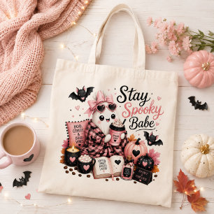 Cute Fall Ghost & Pumpkin Halloween Tote Bag