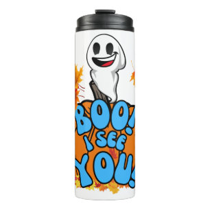 Cute Fall Halloween ghost Boo! I see You! Sticker Thermal Tumbler