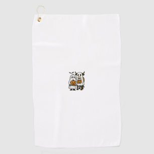 Cute Fall Highland Cow Ghost Halloween 2 Golf Towel