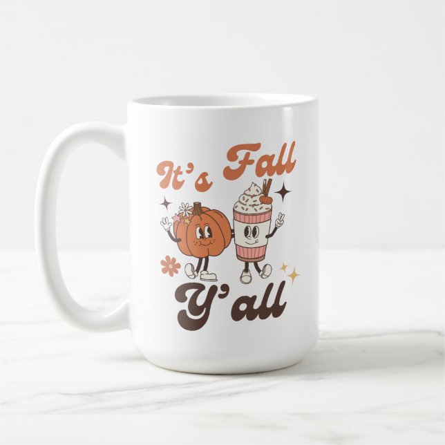 Cute Fall –  It’s Fall Y’all Kawaii Pumpkin & PSL  Coffee Mug (Left)