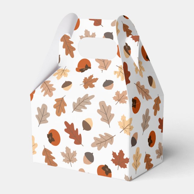 Cute Fall Leaves, Nuts & Persimmons Pattern Favor Box (Front Side)