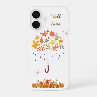 Cute Fall Love Autumn Leaf Umbrella iPhone 16 Case