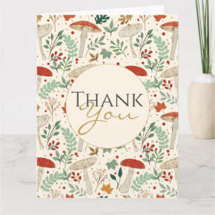 Cute Fall Mushrooms and Leaves Illustration Card