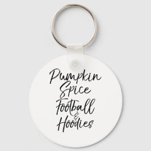 Cute Fall Nights Quote Gift Pumpkin Spice Footbyll Keychain