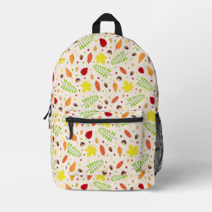 Cute fall pattern with colourful leaves and nuts printed backpack