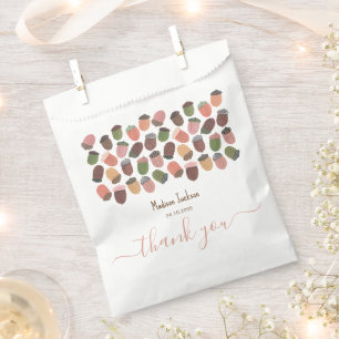 Cute Fall Pink Acorns girl Baby Shower Party Favour Bag