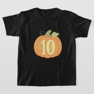 Cute Fall Pumpkin 10th Birthday Halloween Party T-Shirt