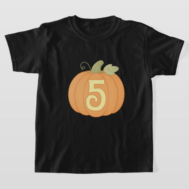 Cute Fall Pumpkin 5th Birthday | Halloween Party T-Shirt (Laydown)