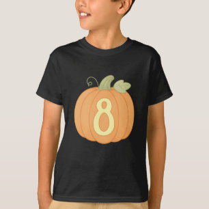 Cute Fall Pumpkin 8th Birthday   Halloween Party T-Shirt