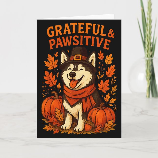 Cute Fall Pumpkin Autumn Dog Lover Tee  Card (Front)