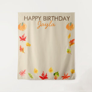 Cute fall pumpkin birthday backdrop for photos tapestry