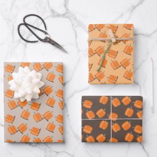 Cute Fall Pumpkin Falling Pattern  Wrapping Paper Sheet