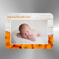 Cute Fall Pumpkin Newborn Photo Birth Announcement