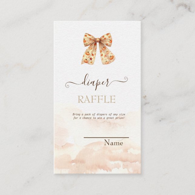 Cute Fall Pumpkins Bow Baby Shower  Enclosure Card (Front)