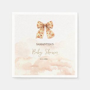 Cute Fall Pumpkins Bow Baby Shower Napkin