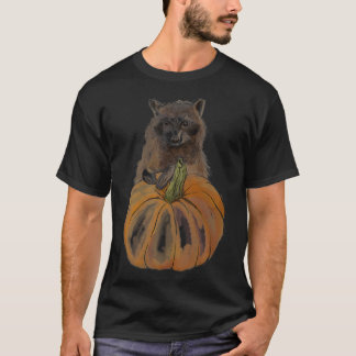 Cute fall raccoon trash panda with Halloween pumpk T-Shirt