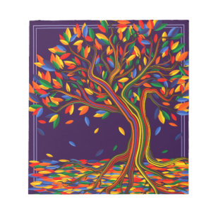 Cute Fall Rainbow Tree Purple Autumn Thanksgiving Notepad
