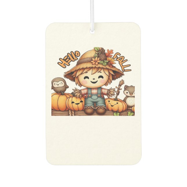 Cute Fall Scarecrow with Pumpkins Oversized T-Shir Air Freshener (Front)