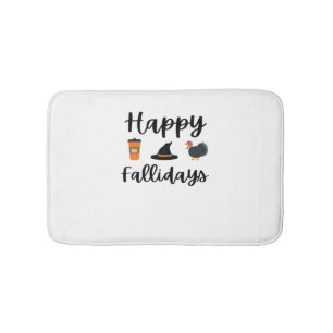 Cute Fall season Happy Fallidays Thanksgiving Hall Bath Mat