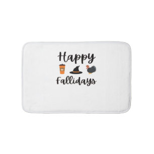 Cute Fall season Happy Fallidays Thanksgiving Hall Bath Mat