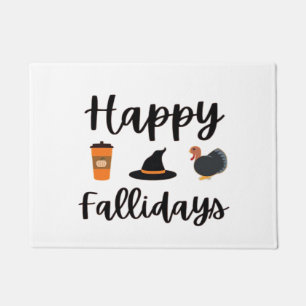 Cute Fall season Happy Fallidays Thanksgiving Hall Doormat