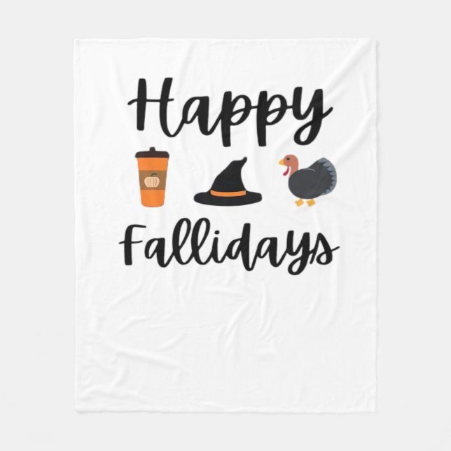 Cute Fall season Happy Fallidays Thanksgiving Hall Fleece Blanket (Front)