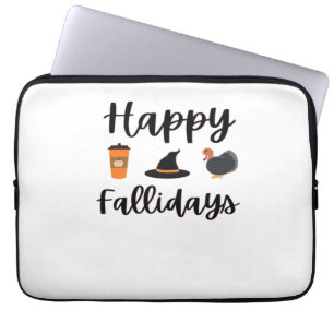 Cute Fall season Happy Fallidays Thanksgiving Hall Laptop Sleeve